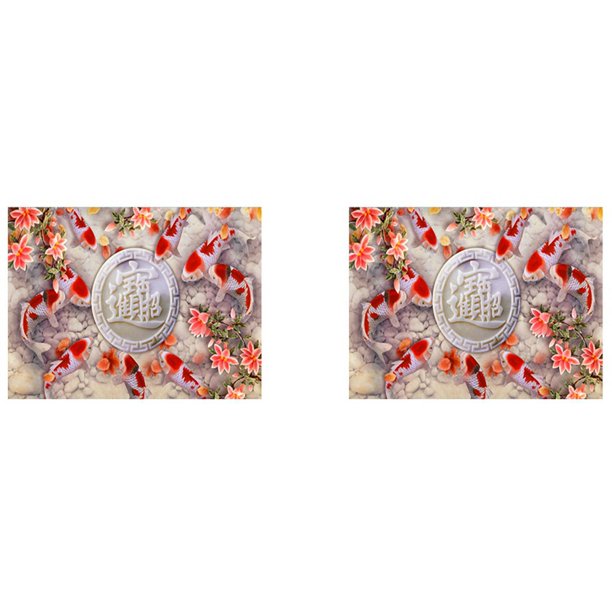 2X 5D Pintura de Diamante Carpa Flor Bordado de Diamantes Taladro Completo Redondo Kit de Punto de Decoración de Diamantes