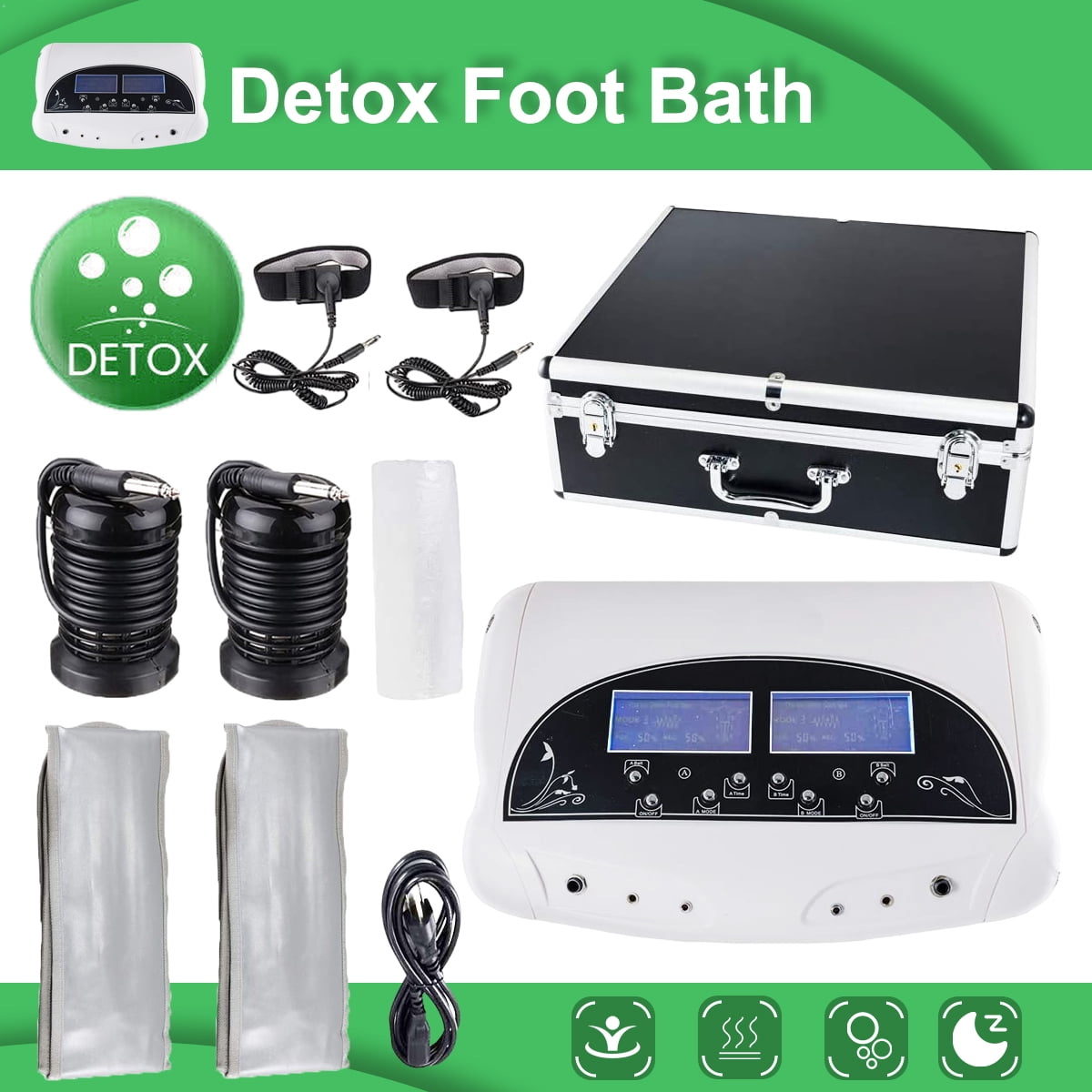 iMeshbean Dual Ion Detox Ionic Foot Bath Spa Cleanse Machine Infrared Belt Large LCD