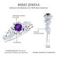 thumbnail image 5 of Rosec Jewels Amethyst Floral Ring with Diamond for Women - Nature Inspired Ring (AAA Quality), 925 Sterling Silver, US 4.00, 5 of 8