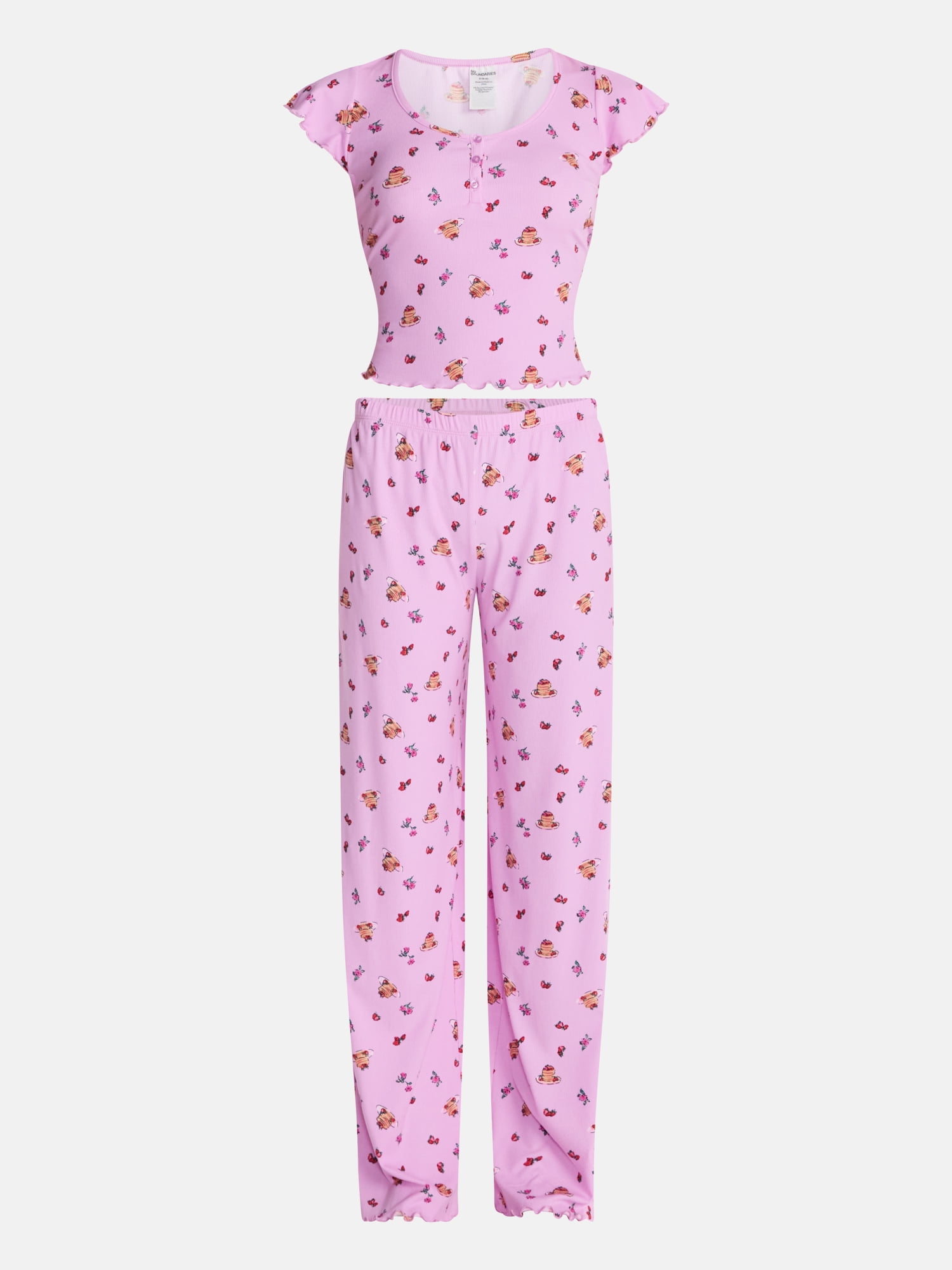 No Boundaries Henley Top and Pants Sleep Set, 2-Piece, Women's XS-XXL