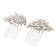 thumbnail image 1 of Peine de Pinza de Pelo de Perlas de Imitación de Cristal Colcomx Diadema de Boda Alas de Ángel Plata, 1 of 8