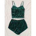 thumbnail image 4 of Aunavey Women's Velvet 2 Piece Outfit Spaghetti Strap Sleeveless Crop Top+ Shorts Set, 4 of 7