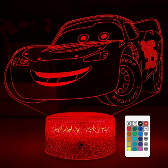 3D Cars Night Light for Kids - 3 Patterns & 16 Color Change Decor Lamp with Timer, Remote Control & Touch - Baby Cars Toys for Boys, Girls- Birthday & Christmas Gifts for Kids and Car Fans