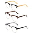 thumbnail image 2 of High Quality Fashion Reading Glasses for Men Retro Vintage Reading Glasses Horn Rimmed Half Frame Reading Glasses with Case, 2 of 4