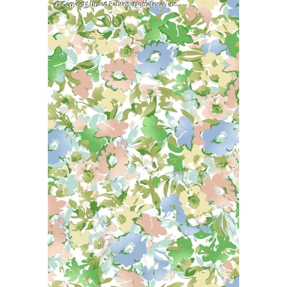 Challis Rayon Printed Liberty Woven Fabric, Soft Floral Summer Dress Craft (PUMPKIN/POOL/GREEN, ByYard)