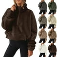 thumbnail image 2 of ShiShine Sweatshirt for Women Zip Up Hoodies Cropped Pullover Plush Hooded Sweaters Tops 2025 Fall Winter Clothes, 2 of 7