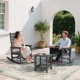 thumbnail image 4 of SERWALL Oversized Outdoor Rocking Chair Set of 2 with Footrest for Adults, HDPE All Weather Patio Rocker for Porch, Garden, Lawn, Grey, 4 of 9
