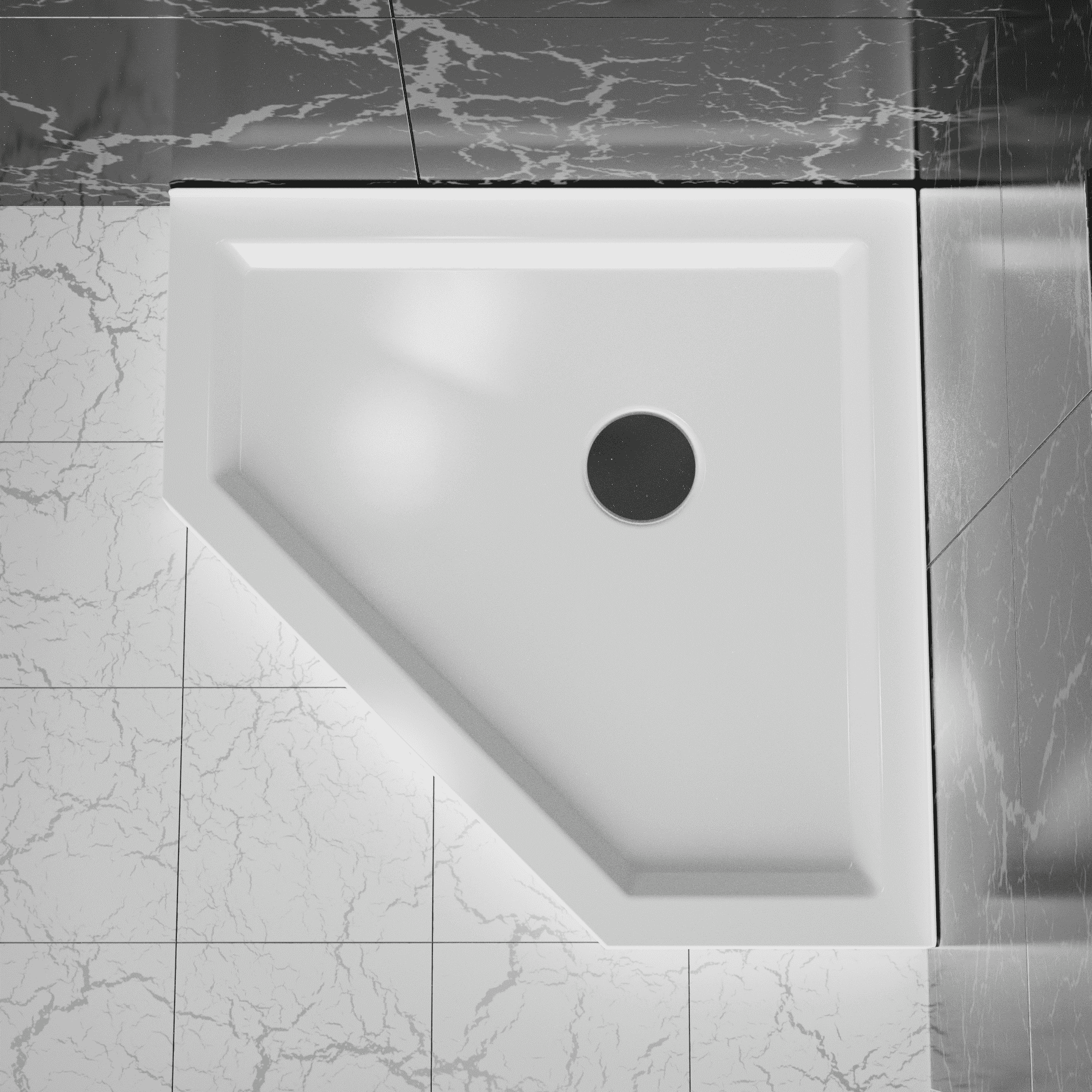 36 in. D x 36 in. W x 3.4 in. H Corner Drain Shower Base in White