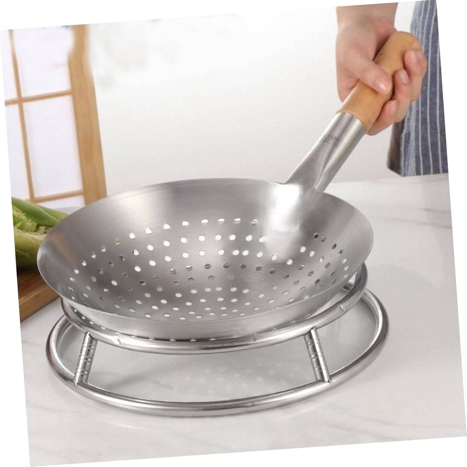 Stainless Steel Double-Layer Round Pot Rack for Gas Stove Heat-Proof Wok Ring Stand Anti-Scald Pot Holder 10.43 Inch Cooking Accessories for Home Kitchen