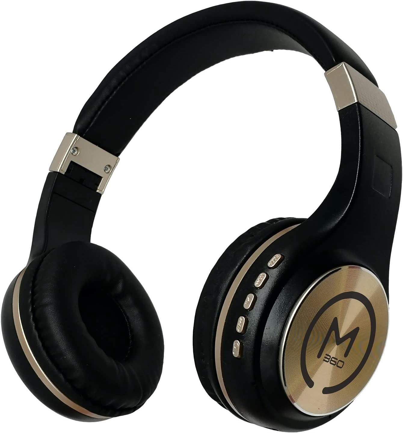 HRTGFD-Bluetooth Headphones, Wireless Headphones Over Ear, Wireless Headset with Microphone, Black with Gold Accents, Comfortable Design HP5500G