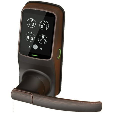 Lockly - Secure Plus Smart Lock Bluetooth Replacement Latch with Touchscreen/Fingerprint Sensor/Key Access/Auto Lock - Matte Black