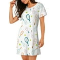 thumbnail image 2 of Yiaed Cute Tennis Rackets Print Women's Loose-Fit Short Sleeve Nightgown, Soft and Comfortable Sleep Dress for Relaxation and Sleepwear, 2 of 6