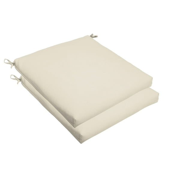 Sorra Home Sunbrella Bristol Square Chair Cushion (Set of 2) - Fade & Water Resistant, Outdoor & Indoor Patio Seat Cushion with Plush Foam - Canvas Natural (19" x 19" x 2.5")
