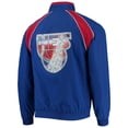 thumbnail image 3 of Men's New Jersey Nets Blue Mitchell & Ness Hardwood Classics 75th Anniversary Authentic Warmup Raglan Full-Snap Jacket, 3 of 4