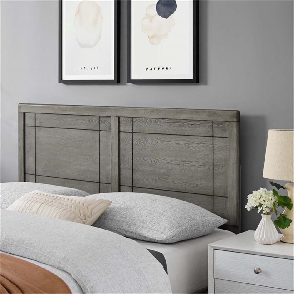 Pemberly Row King Modern Rubberwood and MDF Headboard in Gray
