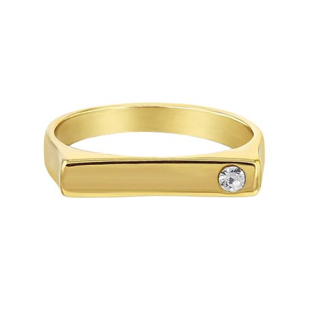 - 14k Gold Plated Clear Square Little Diva Baby Rings for Girls
