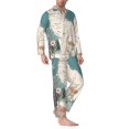 thumbnail image 2 of Kdxio Celestial Cat And Flowers Men’s Pajama Set Pajamas For Men 2 Piece PJ Set with Men Pajama Pants and Long Sleeve T-Shirt Lounge Set-Large, 2 of 7