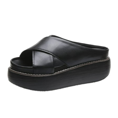 

Slippers for Women Fashion Womens Breathable Lace Up Shoes Flats Casual Sandals Womens Slippers Pu Black 39