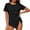 Black, variant on Women's Casual Split Side Tops Trendy Crewneck Knot Short Sleeve Tee with Ruched Asymmetrical Hem Blouse