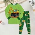 thumbnail image 2 of TOWED22 Baby Clothes Boy 6 12 18 24 Months 2T 3T 4T 5T Toddler Fall Winter Outfit Truck Embroidery Sweatshirt + Pants Set Size:3-4 Y,Color:Light Green, 2 of 5