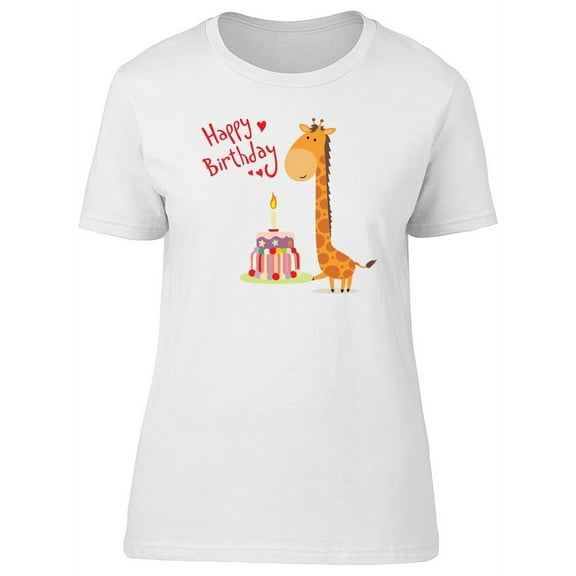 Happy Birthday Giraffee Cake T-Shirt Women -Image by Shutterstock, Female x-Large
