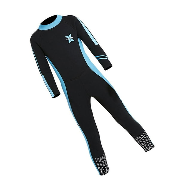 Traje de Neopreno para Niños Traje de Baño de Cuerpo Completo para Niñas de Una Pieza de Neopreno de 2,5 Mm - Negro + azul, SG Soledad Traje de buceo de una pieza para niñas