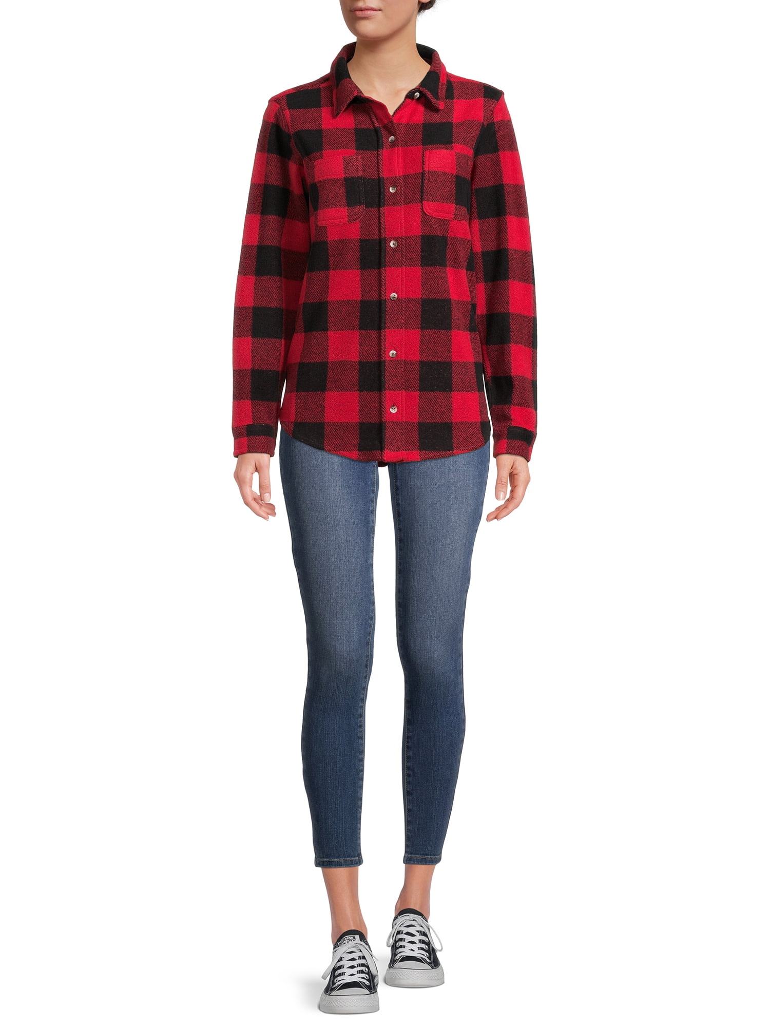 time and tru women's knit cozy button front shirt
