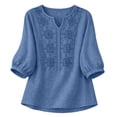 thumbnail image 4 of Womens Plus Size Tops Cotton Linen Genuine Embroidery Casual Breathable Skin Friendly Top, 4 of 6