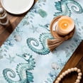 thumbnail image 4 of Coastal Seahorse Table Runner, Ocean Nautical Starfish Seashells Coral Washable Cotton Linen Table Runners 48 Inches Long, Dresser Scarf Runner for Nightstand/Coffee/End Tables 13''x48'', 4 of 8