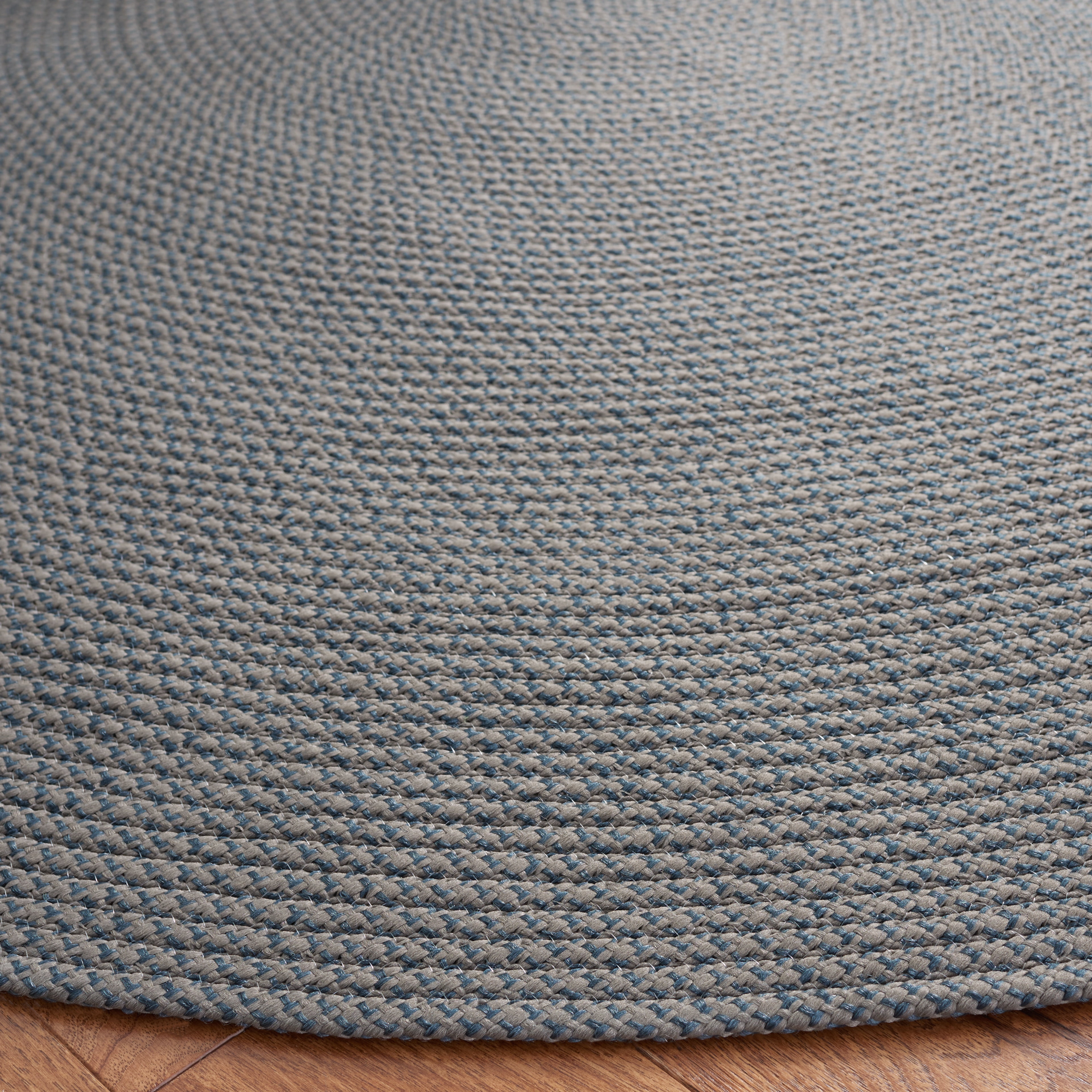 SAFAVIEH Braided Braylon Solid Reversible Area Rug, Gray/Blue, 4' x 4' Round