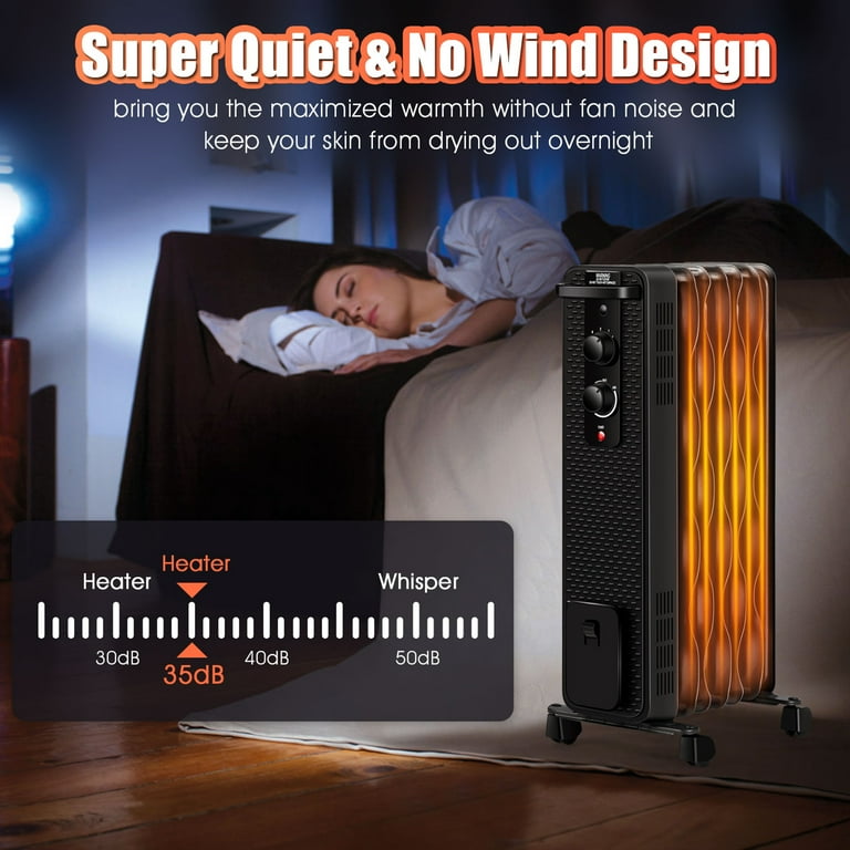 Gymax 1500W Oil Filled Radiator Space Heater w/ 3 Heating Modes Black -  Walmart.com