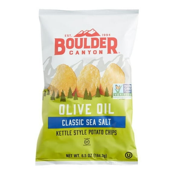 Boulder Canyon Olive Oil Sea Salt Potato Chips 6.5 oz.  Pack of 4
