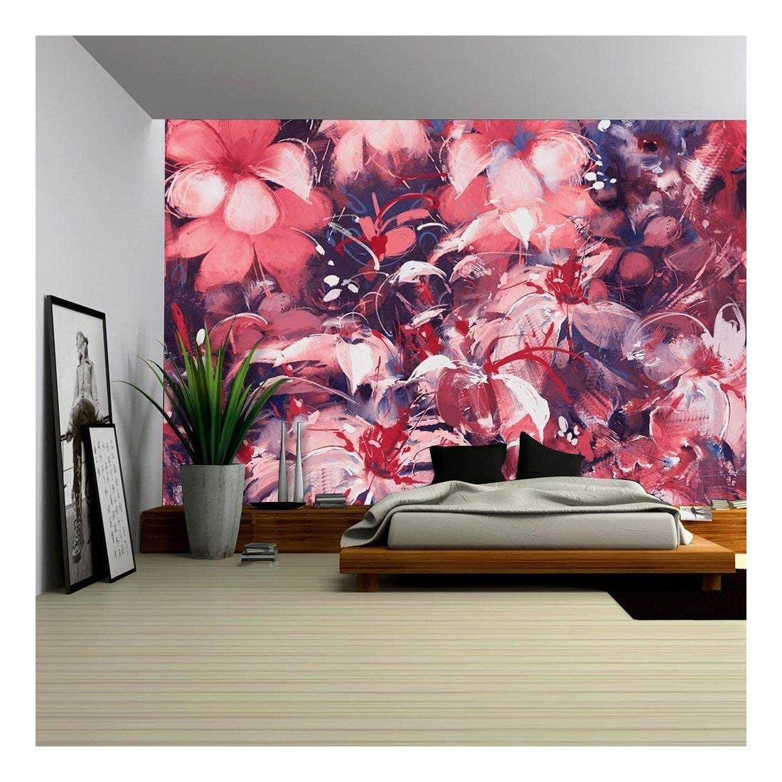 Wall26 Seamless Abstract Flowers,Oil Panting Style Removable Wall