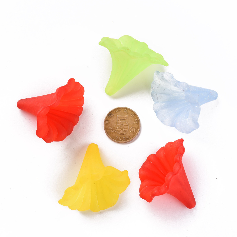 500g Random Mixed Color Transparent Frosted Style Acrylic Flower Beads Bracelet Necklace Spacer Loose Beads Charm Pendant Beads Jewelry