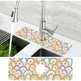 thumbnail image 4 of Boho Rainbow Hippie Floral Kitchen Sink Splash Guard Mat Absorbent Fast Drying Mat Faucet Draining Mat Sink Splash Guard Behind Faucet Drip Catcher for Kitchen Bathroom 5.5"×15", 4 of 6