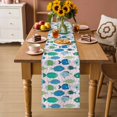thumbnail image 2 of Pink Fishes Table Runner 90 Inches, Cartoon Coastal Ocean Fish Striped Bed Runner Dresser Scarves Tabletop for Indoor Outdoor Parties/Ceremony/Banquet, 13" x 90", 2 of 9