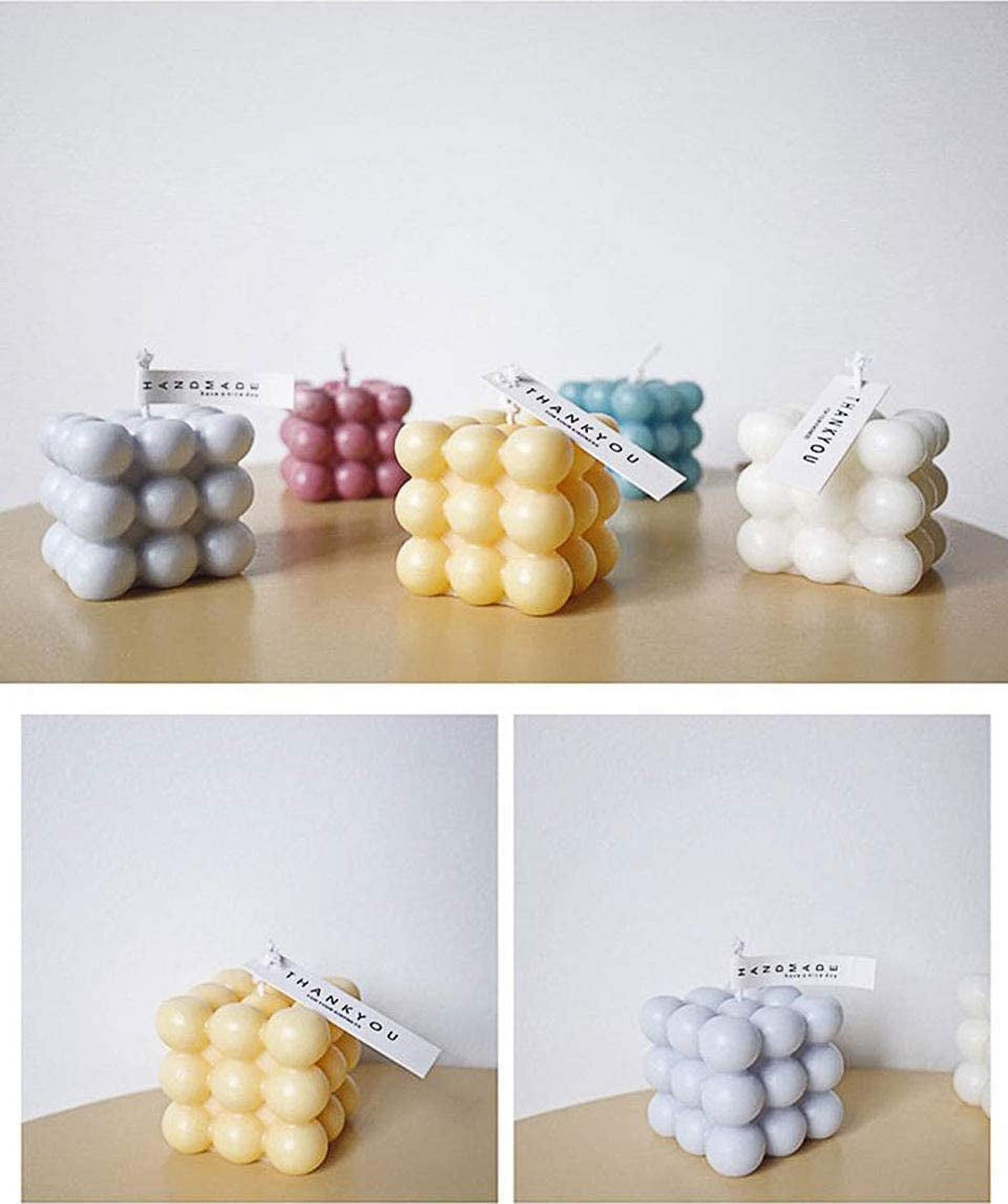 6-Cavity Bubble Candle Mold, 3D Cube Ball Mold Silicone Mold for Soy Wax Scented Soap Candle Making Homemade Ornaments DIY Craft