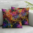 thumbnail image 3 of ONETECH  Color Throw Pillow Cover Abstract Purple Pink Red Orange Golden Blue Chaotic Waves Colorful Rainbow Square Pillow Case Cushion Cover for Home Car Decorative, 3 of 5