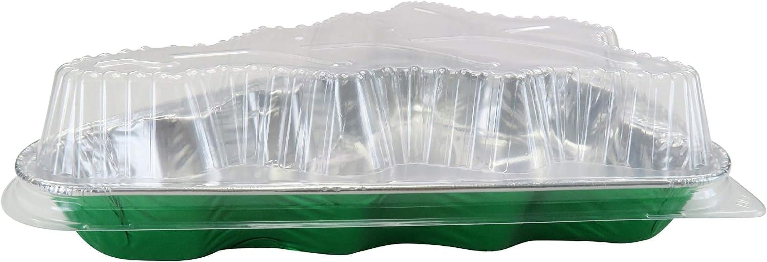 KitchenDance Disposable Aluminum Christmas Tree Cake Pans with Clear Snap  on Lids - 36 Ounces Aluminum Foil Pans for Cakes, Brownies - Baking Pan