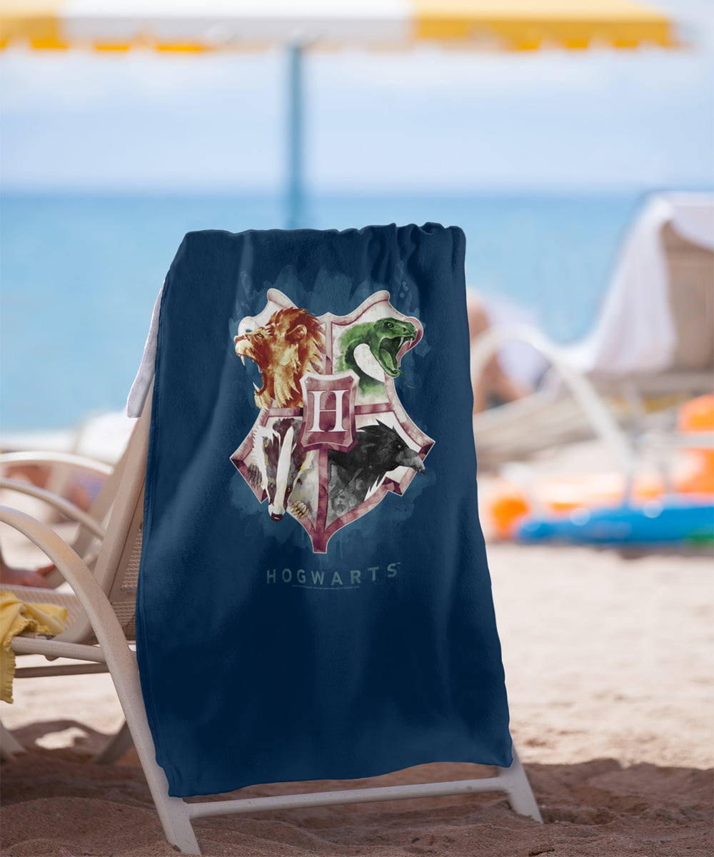 Harry Potter Hogwarts Crest Wash Officially Licensed Beach Towel 30' X 60'