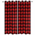 thumbnail image 2 of Outdoor Curtains for Patio Waterproof, Black Red Plaid Windproof Pravicy Outside Porch Blackout Curtain, Vintage Rustic Buffalo Checked Gingham Sun Blocking Curtains for Cabana 2 Panels 54"x108", 2 of 9
