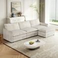 thumbnail image 5 of Modern Corduroy 3-Seater L-Shaped Couch with Movable Footrest, Oversized 220×80×75cm for Living Room, 5 of 13