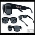 thumbnail image 2 of Brush Kush Graffiti Logo Rectangle Sport Horn Rim Plastic Sunglasses Shiny Black Silver Logo, 2 of 8