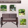 thumbnail image 5 of NALYL 41" Wooden Wagon Wheel Bench, Rustic Outdoor Patio Weather Resistance Furniture, 2-Person Slatted Seat Bench with Backrest, Carbonized, 5 of 8