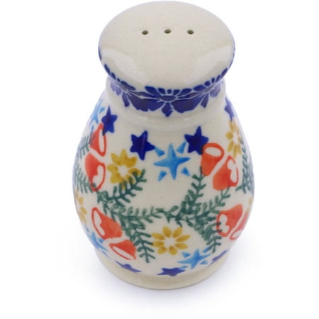 Pottery Barn Wreaths - Polish Pottery 3-inch Salt Shaker (Wreath Of Bealls Theme) Hand Painted in Boleslawiec, Poland + Certificate of Authenticity