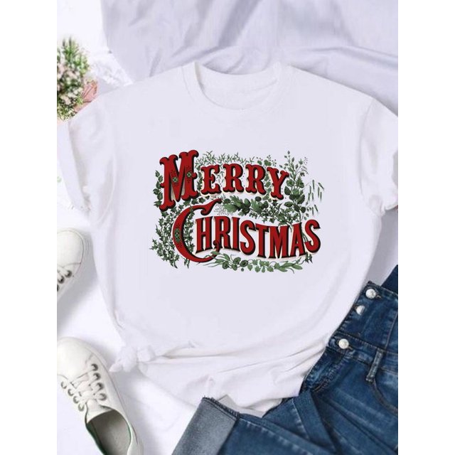 Camiseta con estampado de feliz navidad para mujer, ropa de vacaciones de los años 90, camisetas de año nuevo, camiseta gráfica, regalo de tendencia, 2025