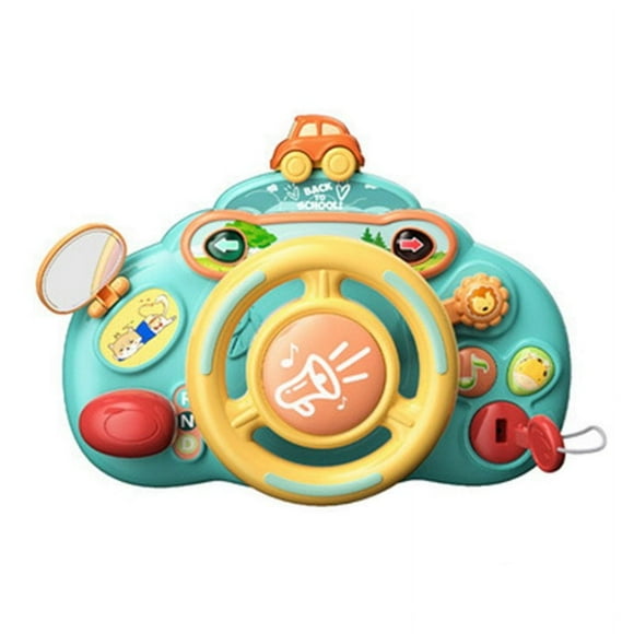 Cartoon Simulate Steering Wheel Toys Electric Driving Car Steering Wheel With Sound Light Educational Toys For Birthday Gifts green