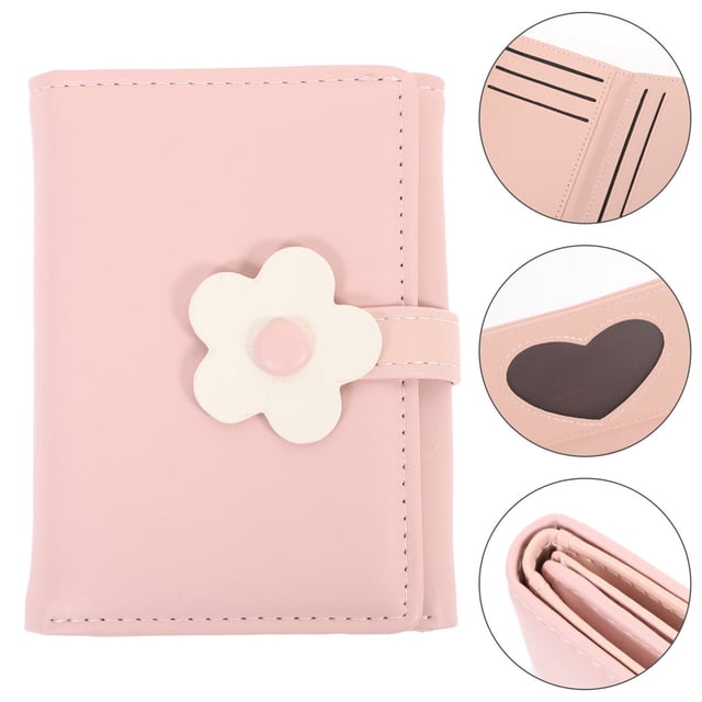 unbranded Cartera Tri-Fold Para Mujer En Sintética Rosa Con Floral Y Amplio Espacio Para Efectivo