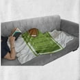 thumbnail image 6 of Football Soft Flannel Fleece Throw Blanket, Sports Themed Cartoon Srtle Image of Ruby Quinco Ball on Filed, Cozy Plush for Indoor and Outdoor Use, 70" x 90", Pale Caramel Lime Green, by Ambesonne, 6 of 6