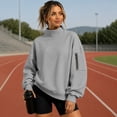 thumbnail image 5 of Mock Neck Sweatshirt for Women Soft Cozy Basic Tops Turtleneck Long Sleeve Tops Fall Tops Cute Tops Fall Fashion Must Haves Tunic Tops Pullover Shirt Workout Tops No Hood Fashion Clothing Grey, 5 of 9